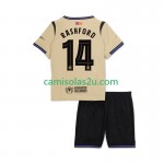 Camisolas de futebol FC Barcelona Marcus Rashford 14 UCL Criança Equipamento Alternativa 2025/26 Manga Curta